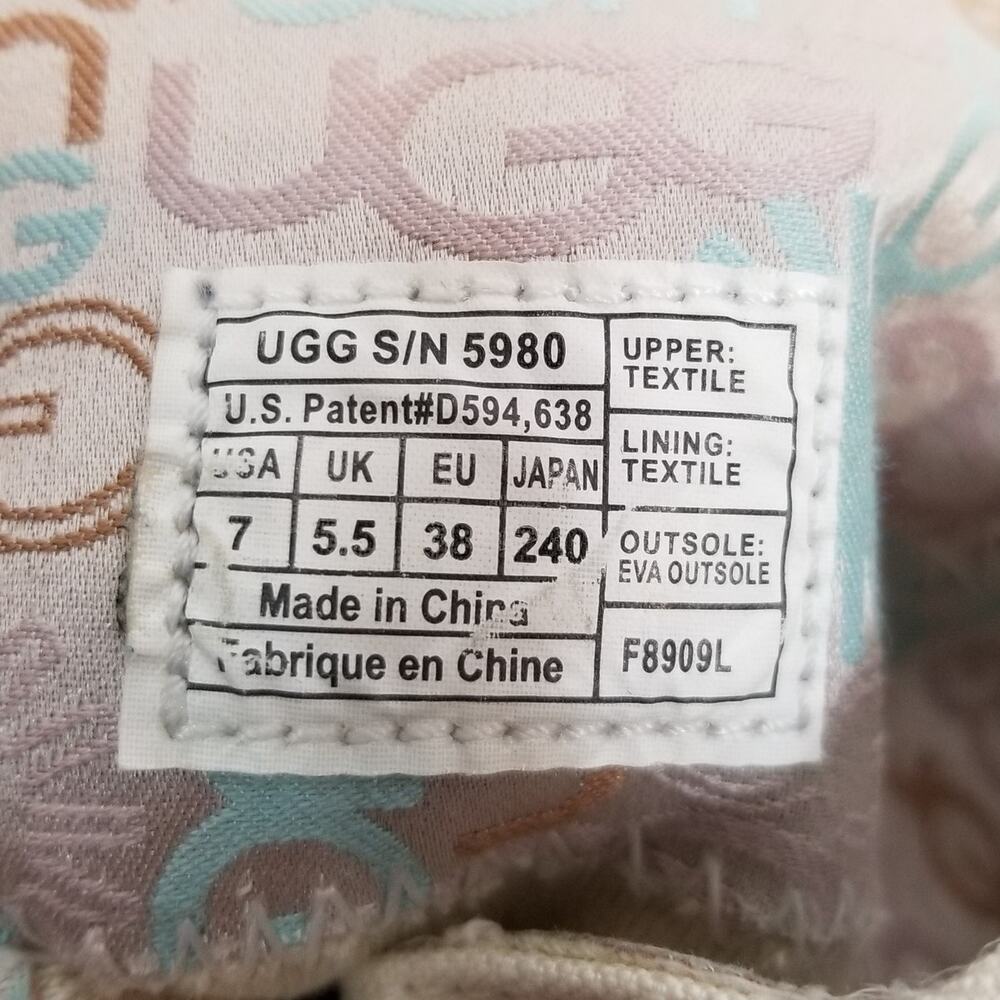 UGG Australia Women's Lo Pro Canvas Fabric Button Boots Cream 5980 Size 7 - Picture 9 of 9